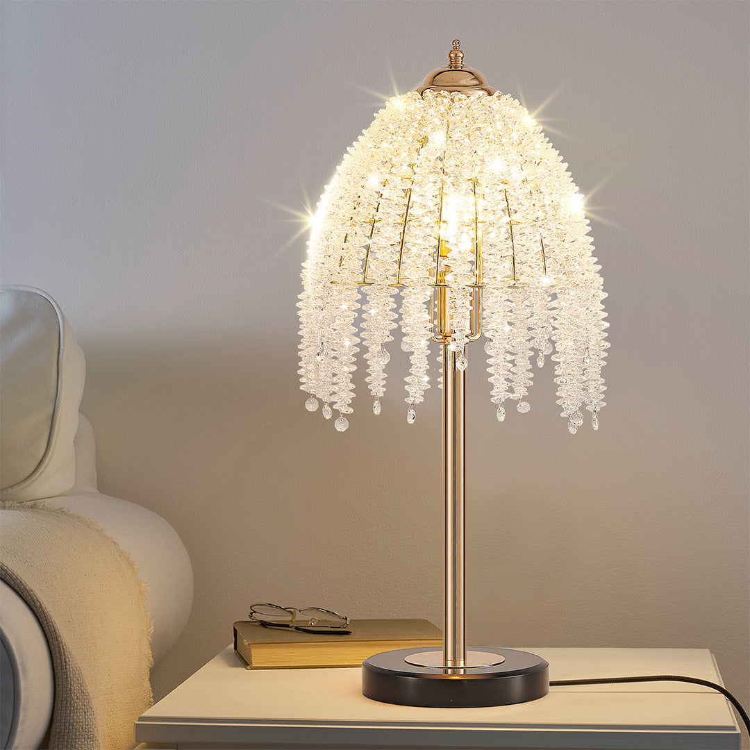 Gold Crystal Bedside Table Lamp - Luxury European Design for Elegant Homes