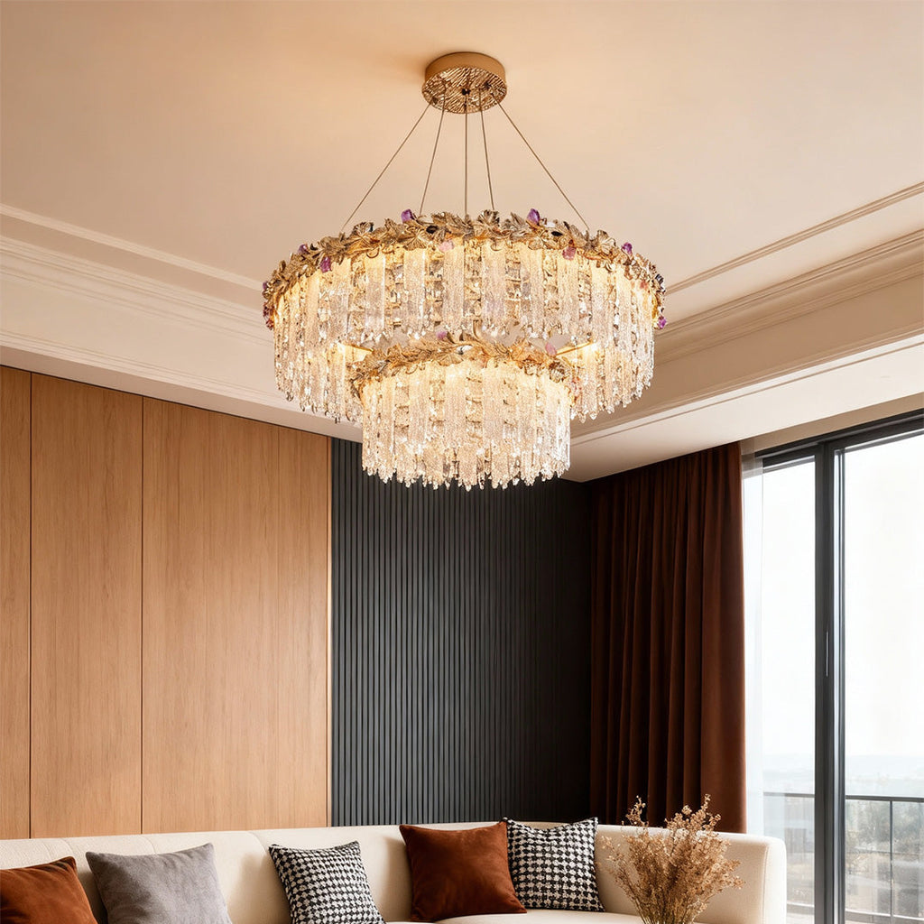 Gold Chandelier Crystal Minimalist Ceiling Light