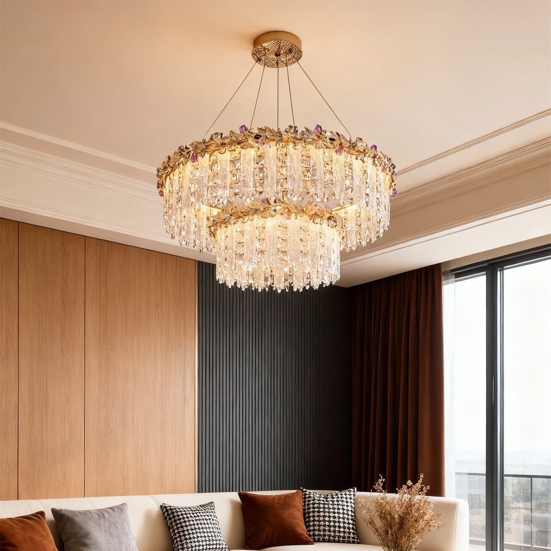 Gold Chandelier Crystal Minimalist Ceiling Light