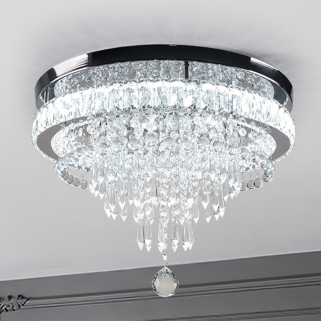 Gold Flush Mount Light - Modern Luxury Round Ceiling Fixture