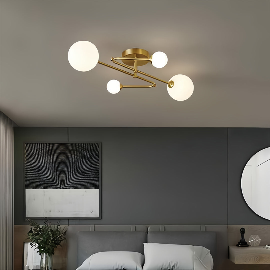 Gold Nordic Semi Flush Mount Magic Bean Ceiling Light