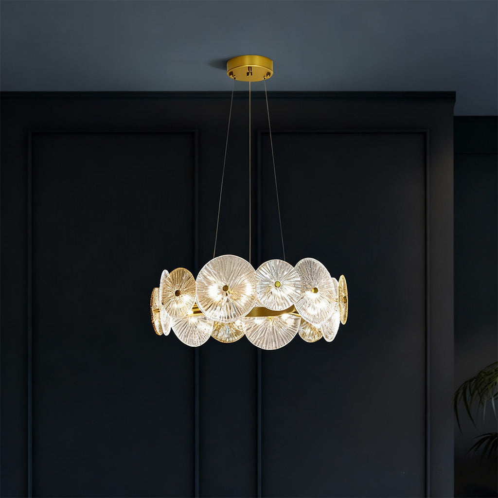 Large Silver Iron Frame Chandelier - Clear Glass Ceiling Light