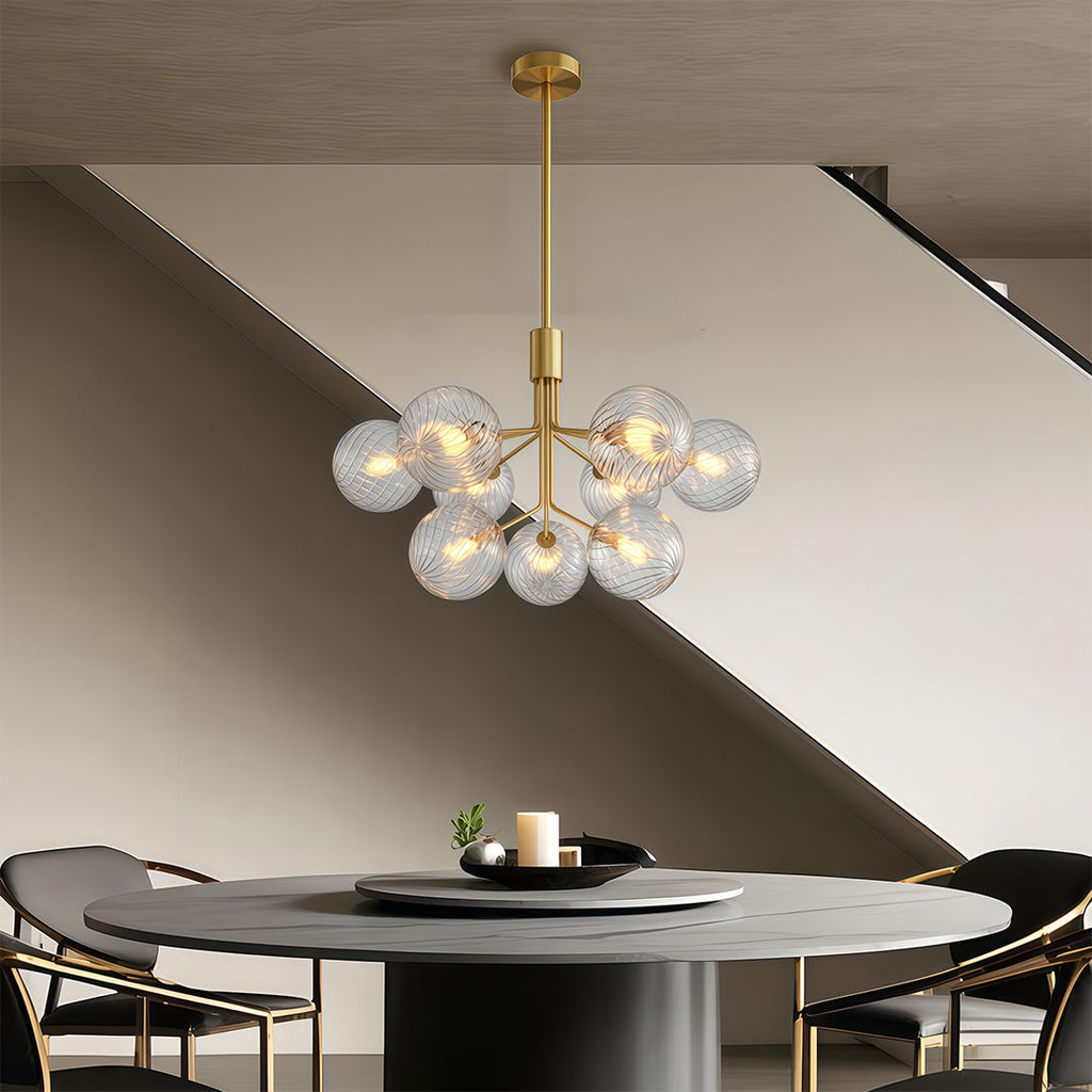 Luxury Copper Glass Ball Chandelier Modern Ceiling Light