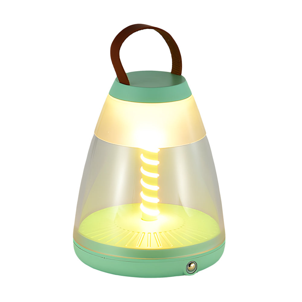 Portable Battery Powered Outdoor Spiral LED Lamp - Stylish and Versatile Lighting Solution for Patios, Camping, and Garden Use.
