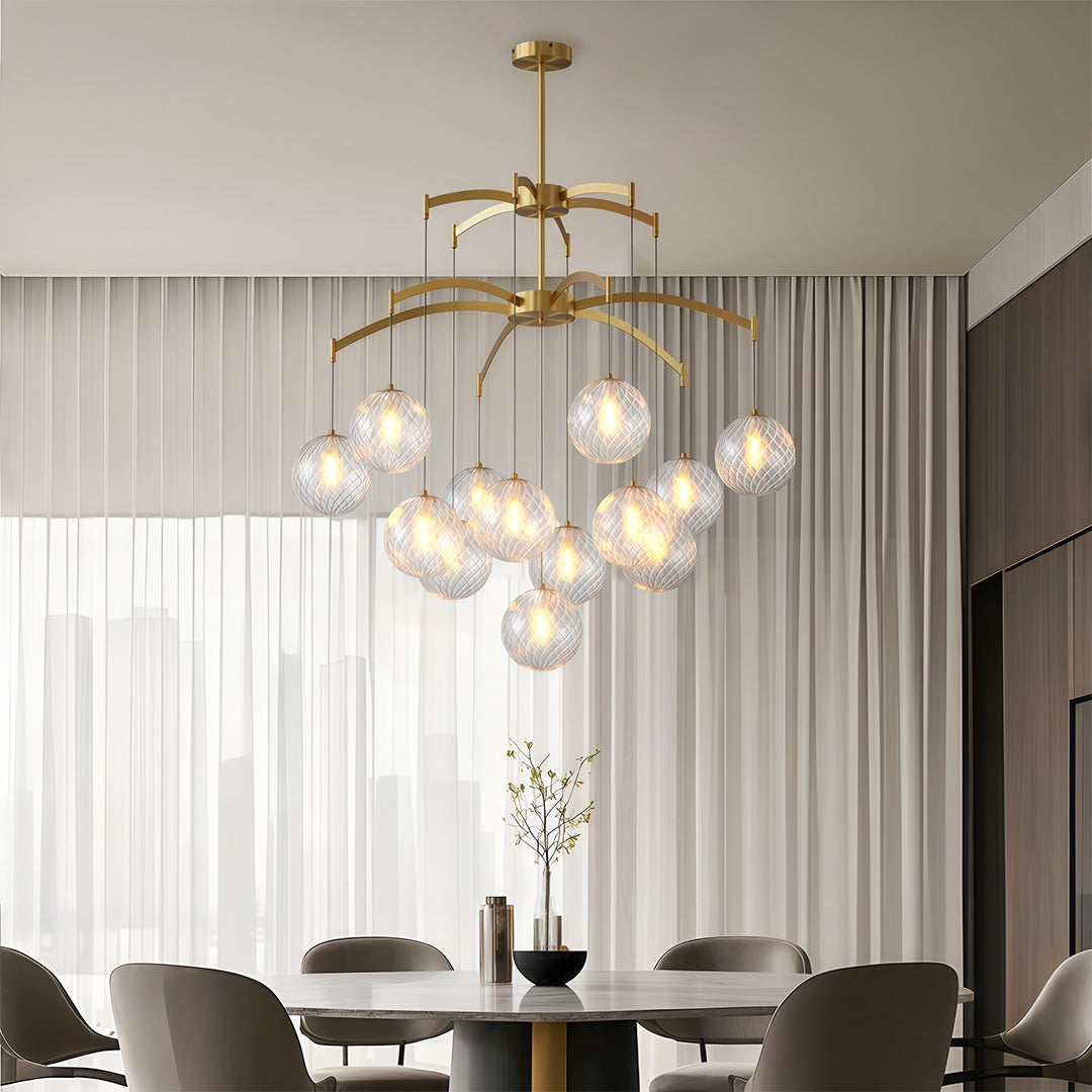 Modern Glass Ball Chandelier - Full Copper Ceiling Light