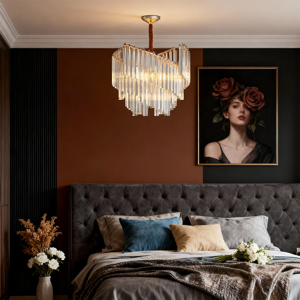 Vintage Crystal Chandelier Copper Luxury Ceiling Light