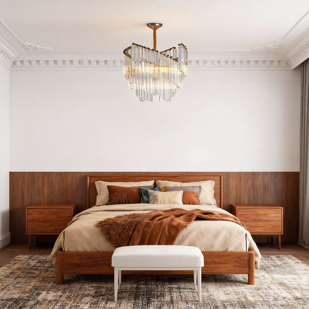 Vintage Crystal Chandelier Copper Luxury Ceiling Light