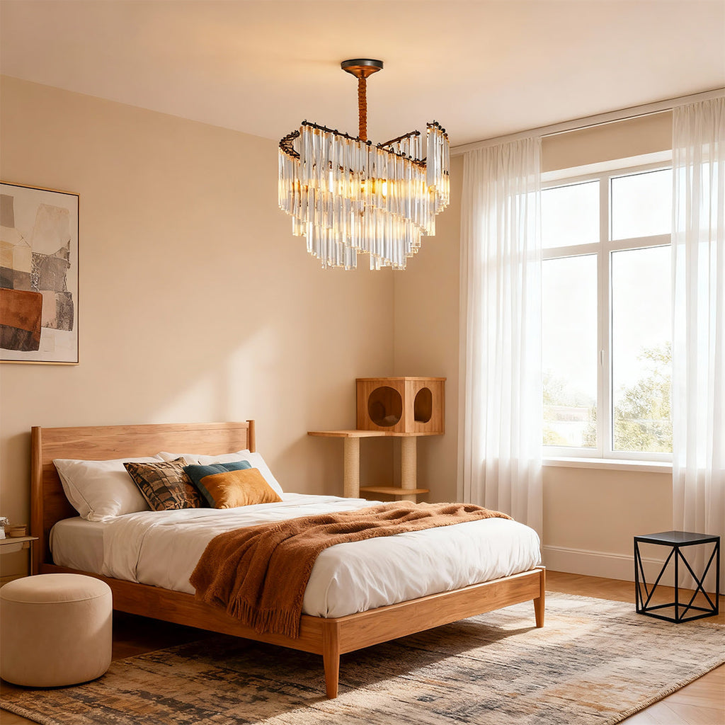 Vintage Crystal Chandelier Copper Luxury Ceiling Light