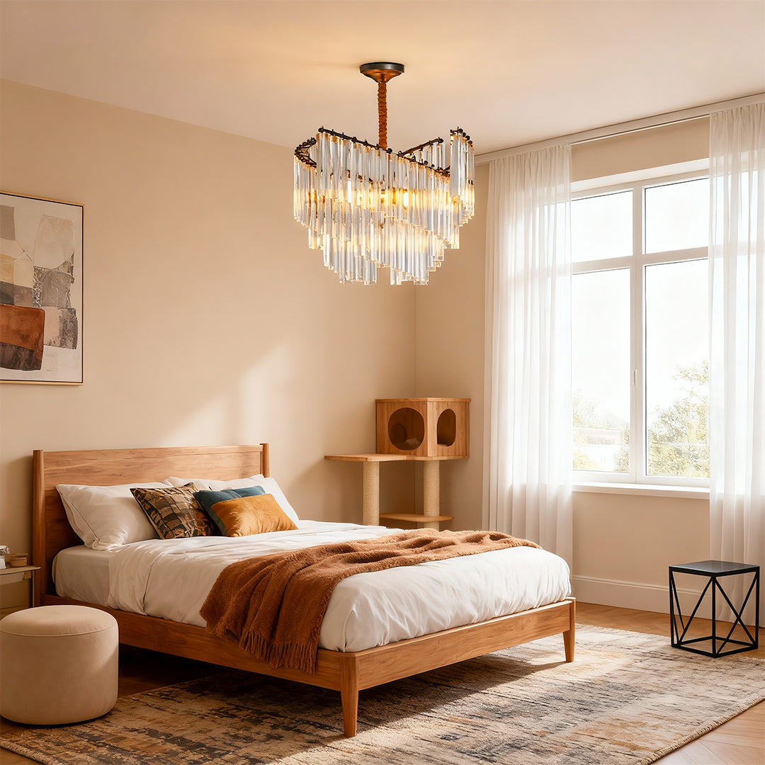 Vintage Crystal Chandelier Copper Luxury Ceiling Light