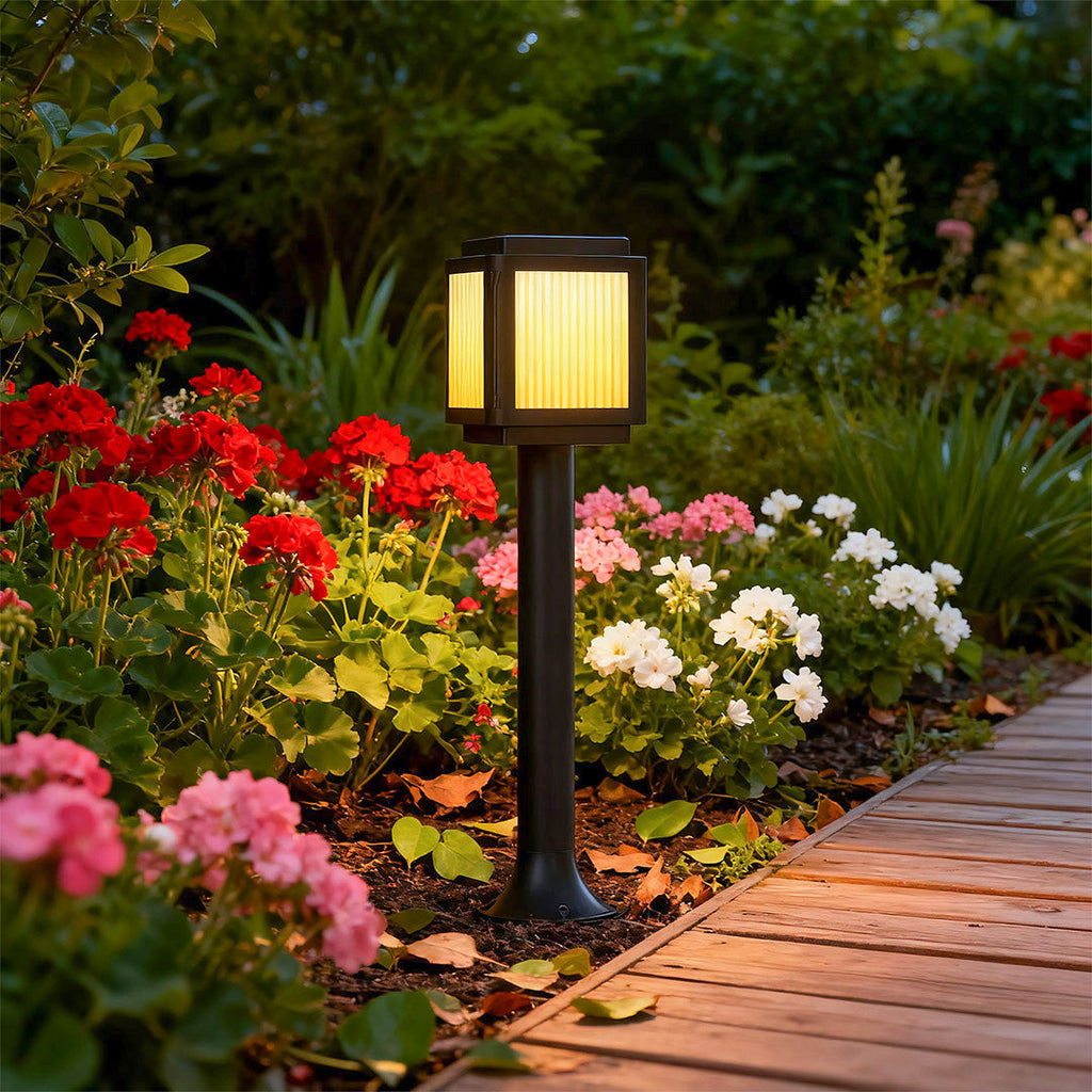 Contemporary Solar Path Lights - Modern Post Top Garden Stake Light