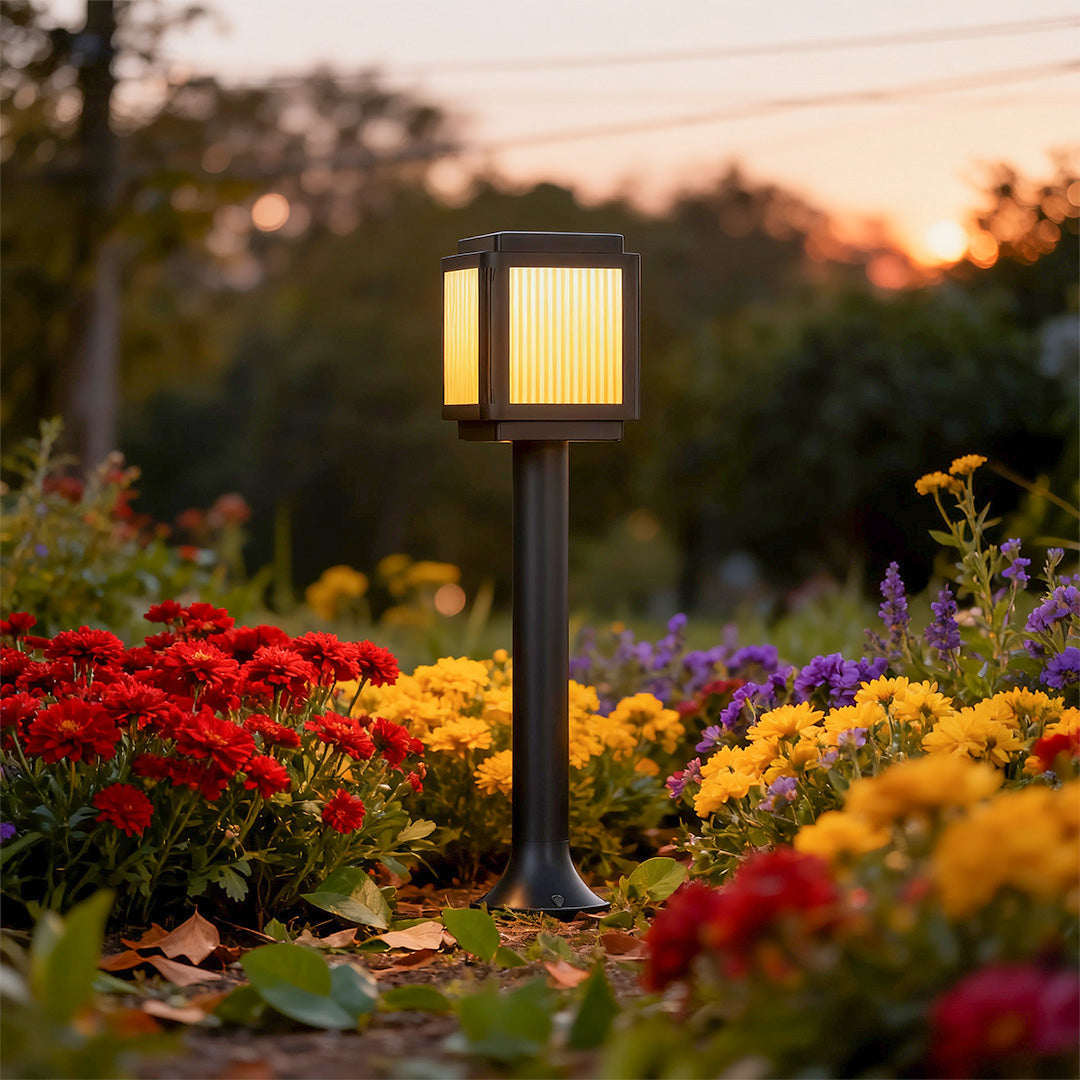 Contemporary Solar Path Lights - Modern Post Top Garden Stake Light