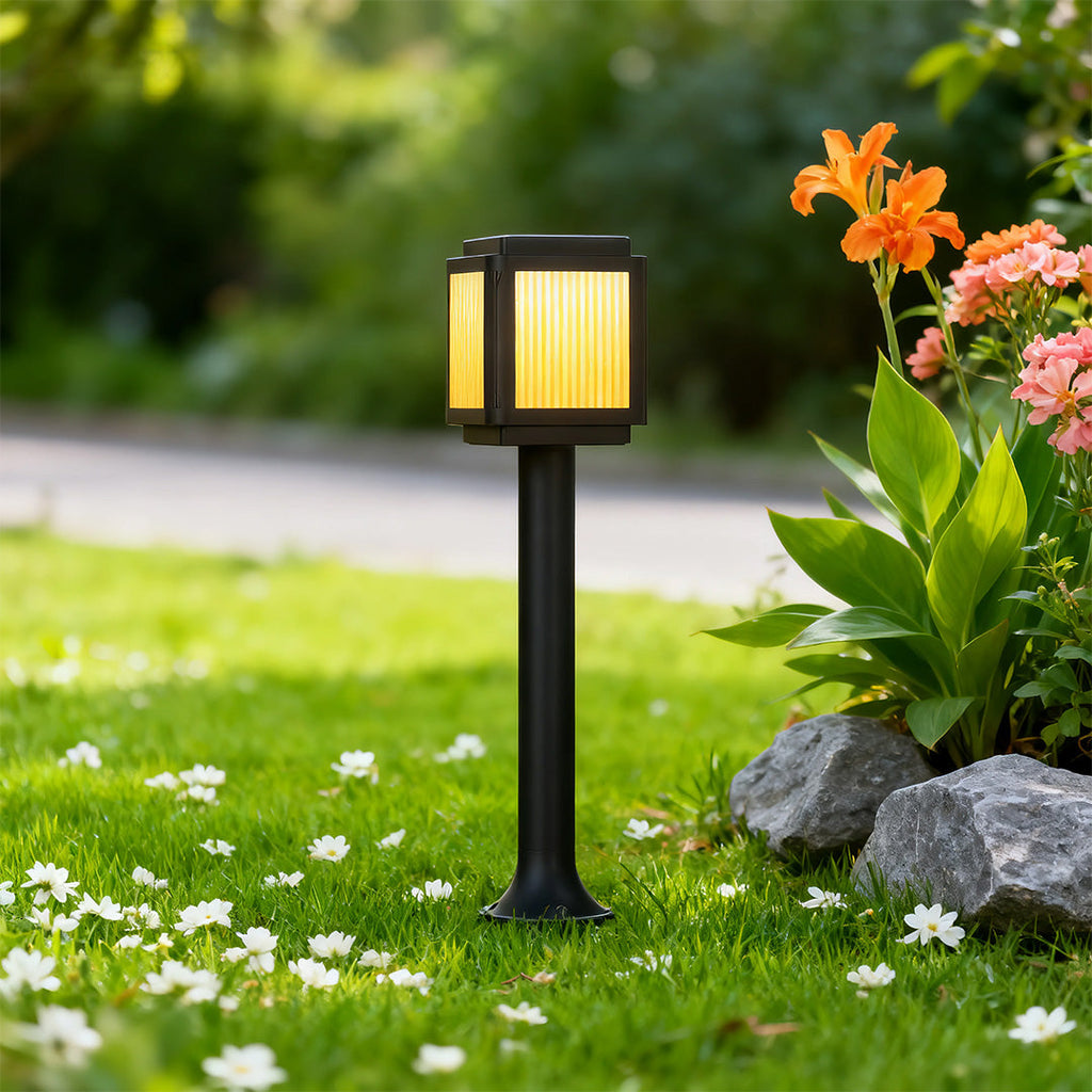 Contemporary Solar Path Lights - Modern Post Top Garden Stake Light