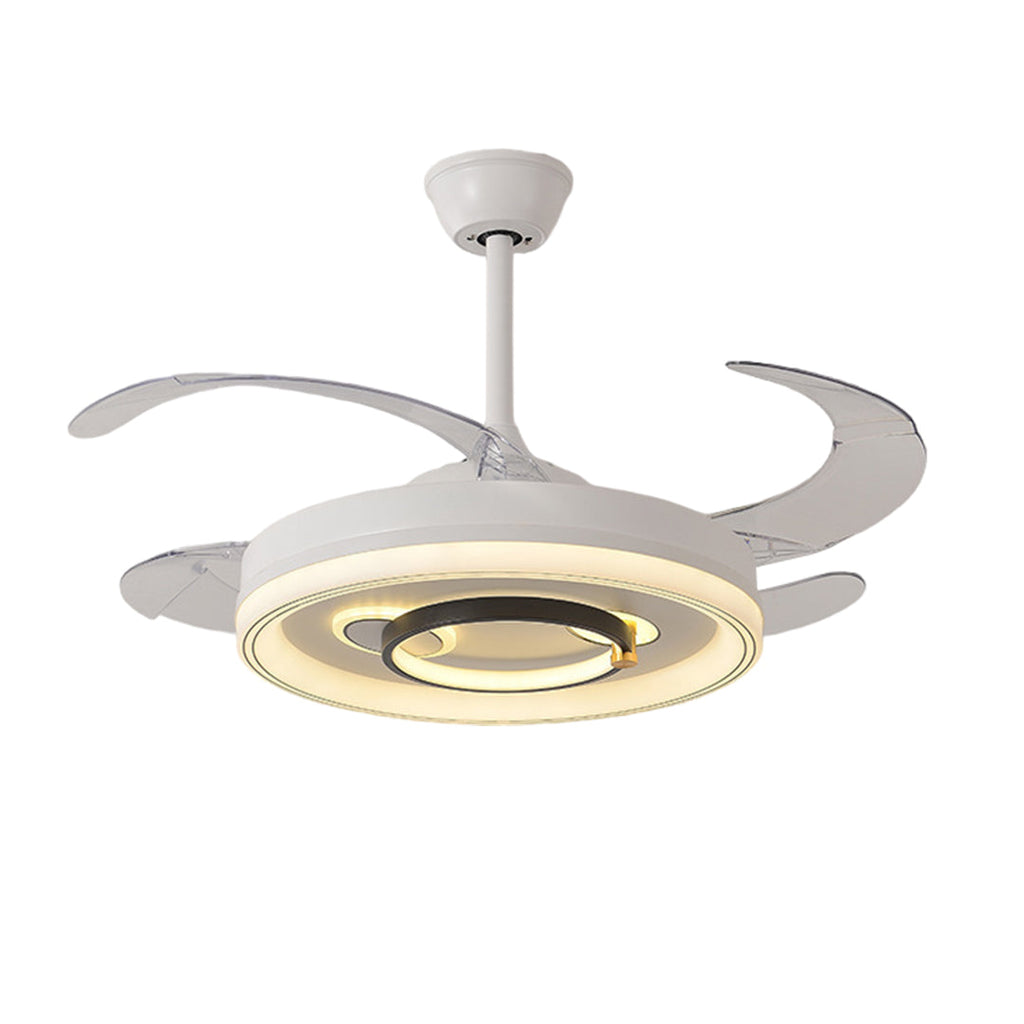 White Ceiling Fan with Light – Nordic Transparent Blade Fixture