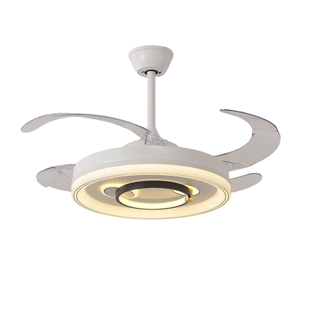 White Ceiling Fan with Light – Nordic Transparent Blade Fixture