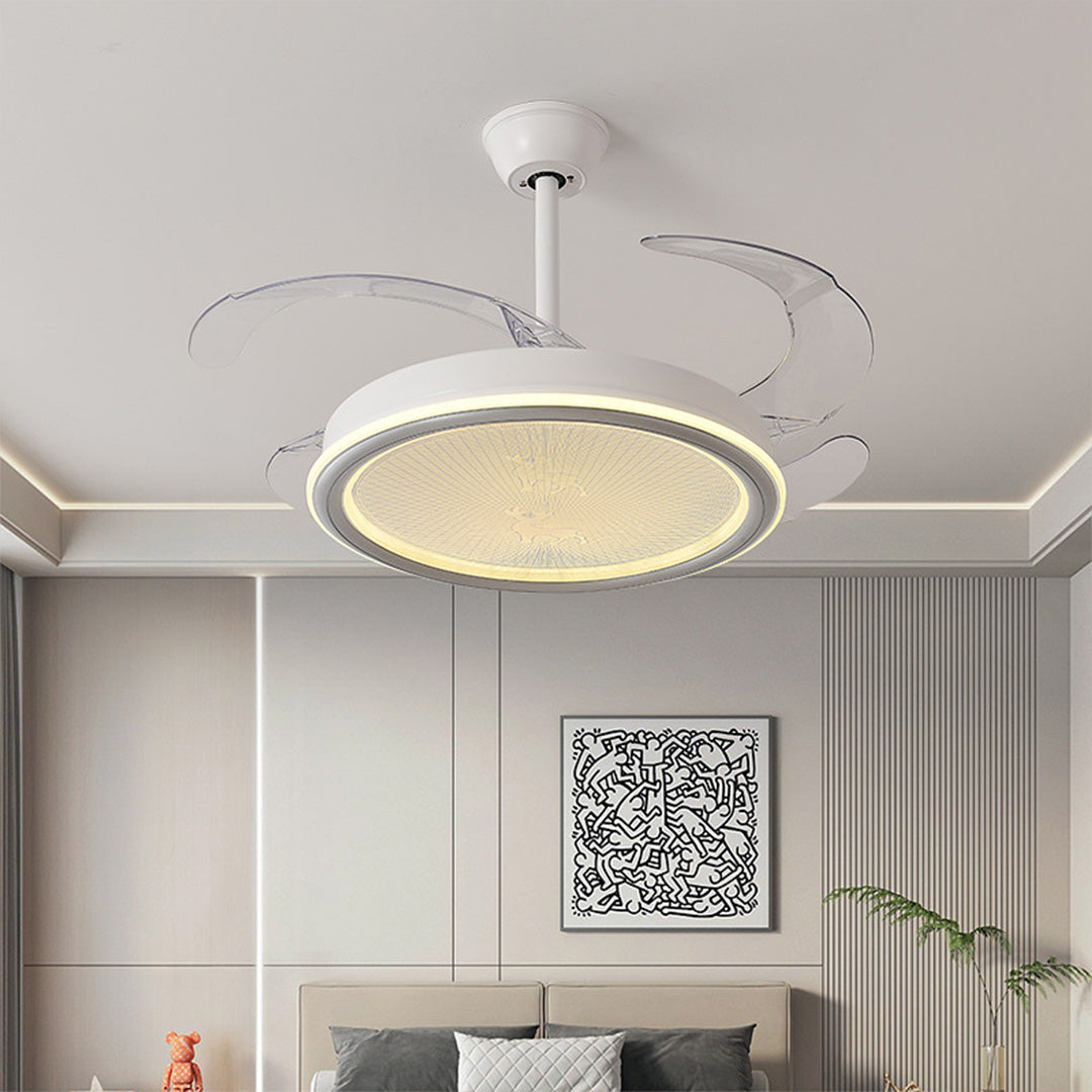 White Ceiling Fan with Light – Nordic Transparent Blade Fixture
