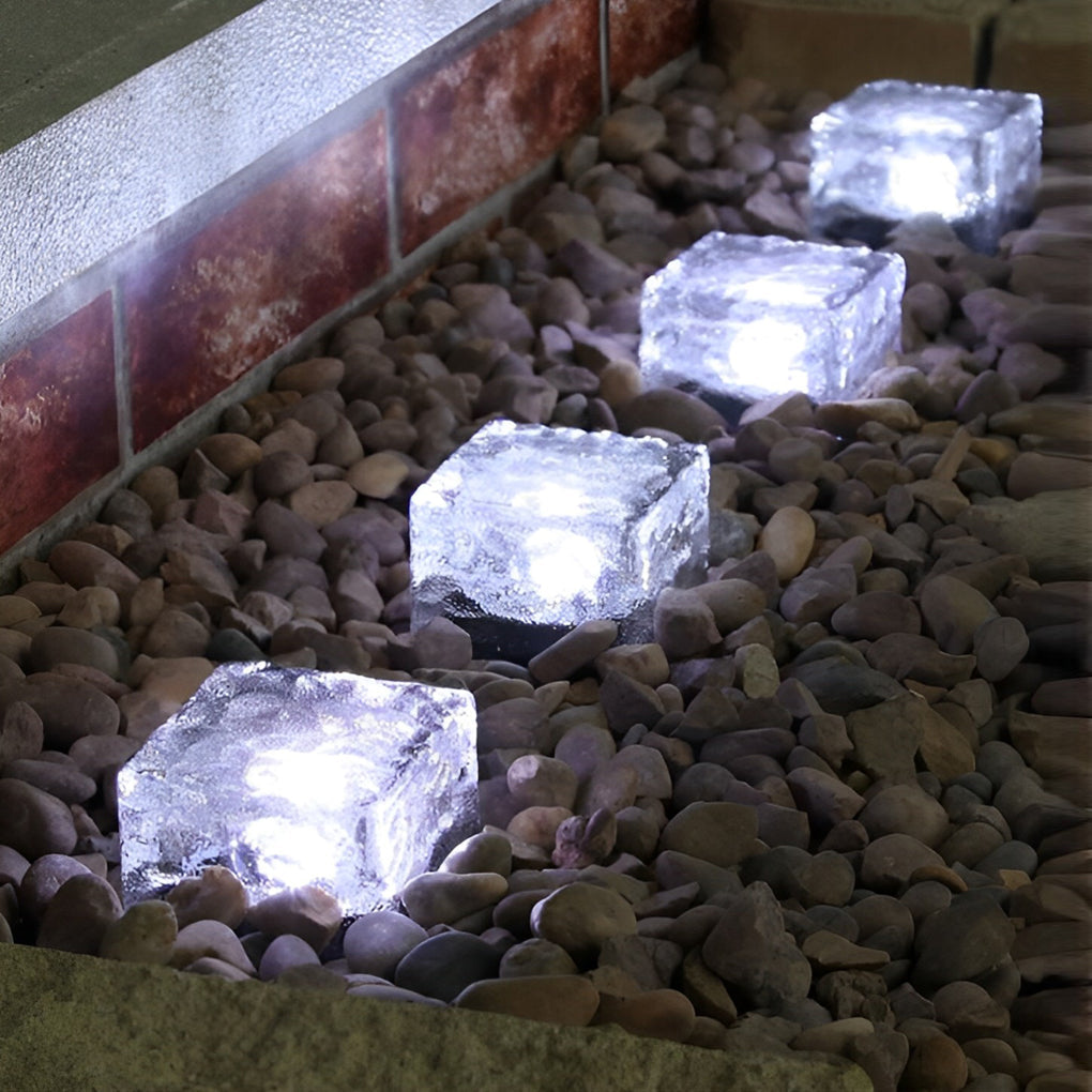 Outdoor Solar Step Lights - Intelligent Ice Cube Design, Modern LED Lighting