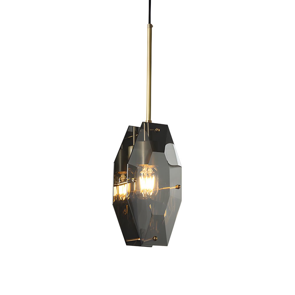 Copper Light Luxury Crystal Smoke Gray Pendant Light Fixture