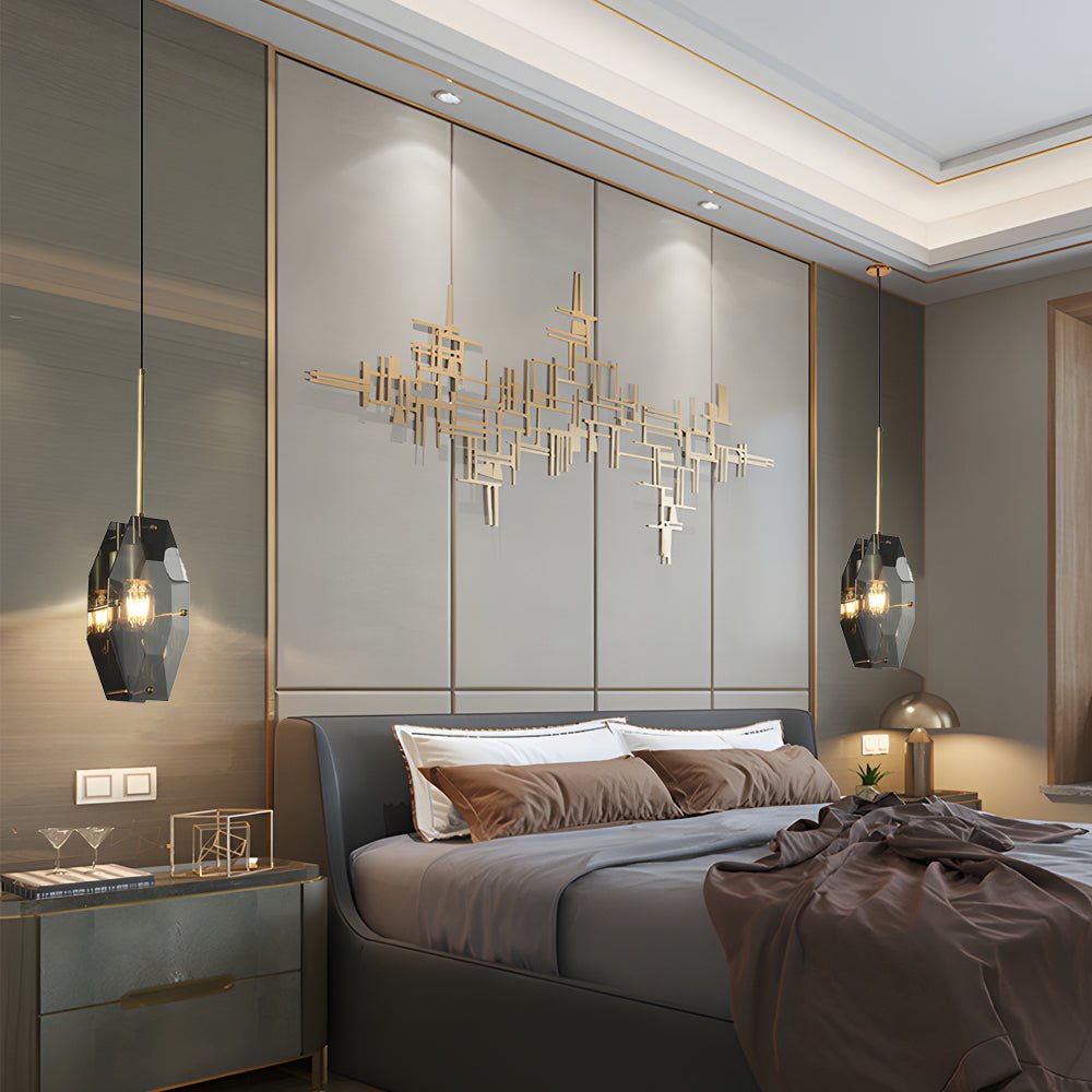 Copper Light Luxury Crystal Smoke Gray Pendant Light Fixture