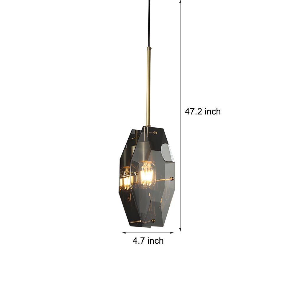 Copper Light Luxury Crystal Smoke Gray Pendant Light Fixture