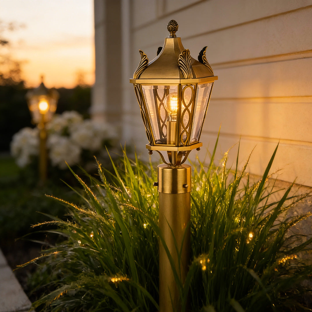 Title: Copper Outdoor Path Lighting - European Landscape Lamp

Description: Illuminate your garden with our Copper Outdoor Path Lighting. This elegant European landscape lamp combines style with functionality, providing a warm glow for pathways, driveways