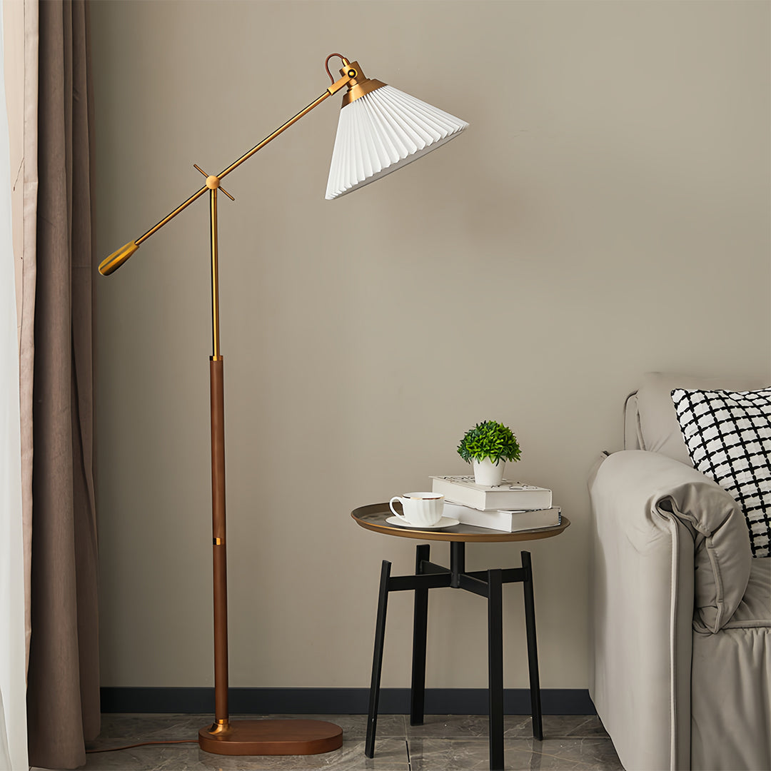 Adjustable Retro Floor Lamp Swing Arm for Bedroom Task Lighting