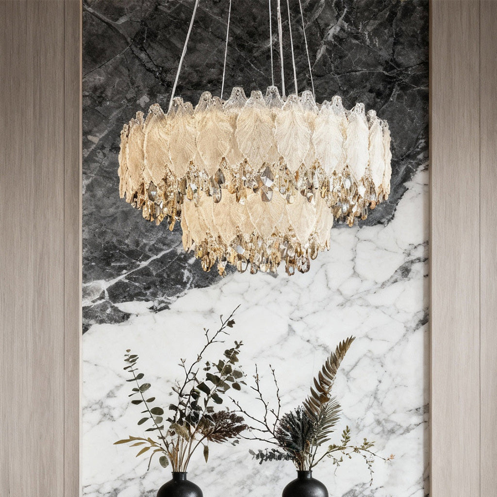 Country French Gold Crystal Chandelier Ceiling Light