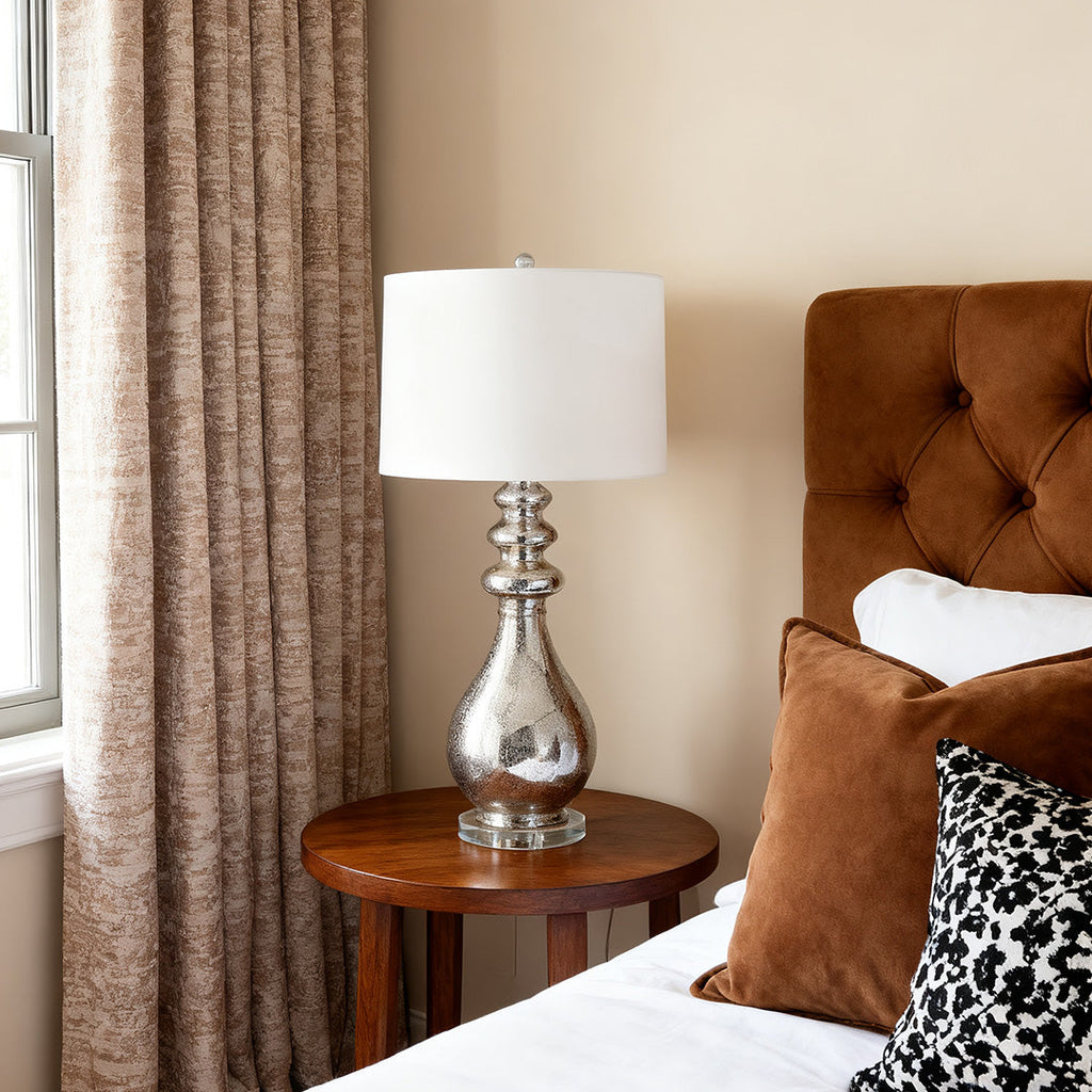 Modern Silver Table Lamp - Unique Polished Finish Lighting Accent