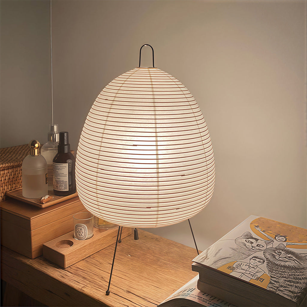 Rice Paper Table Lamp - Minimalist Wabi-Sabi Light Design
