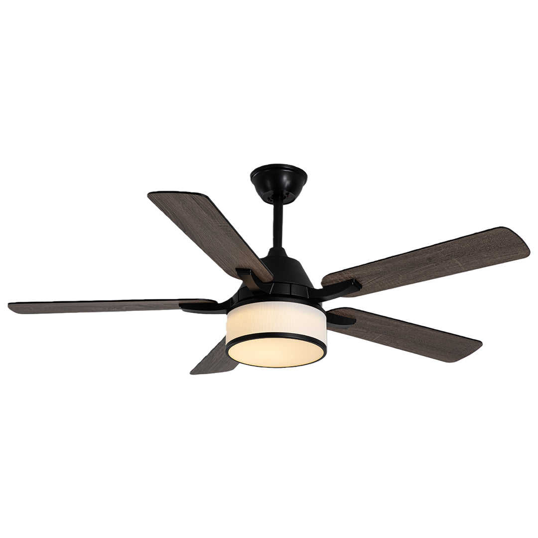 European Retro Ceiling Fan with Lights - Fabric Shade Lamp