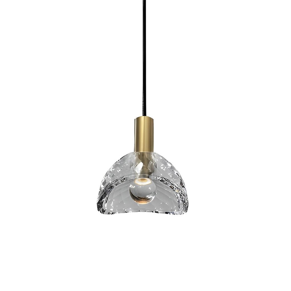 Crystal Shade LED Copper Pendant Light Fixture - Minimalist Modern Design