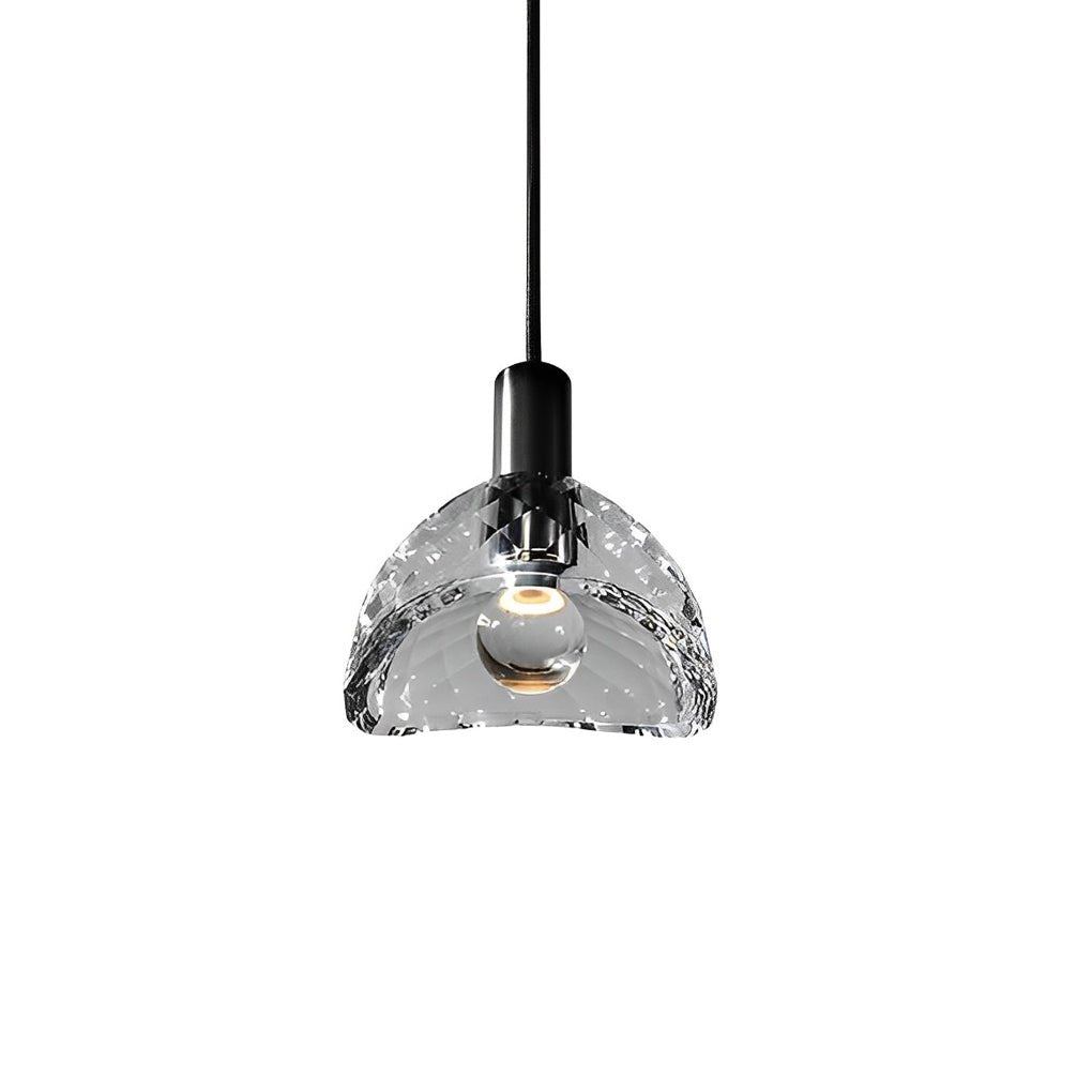 Crystal Shade LED Copper Pendant Light Fixture - Minimalist Modern Design