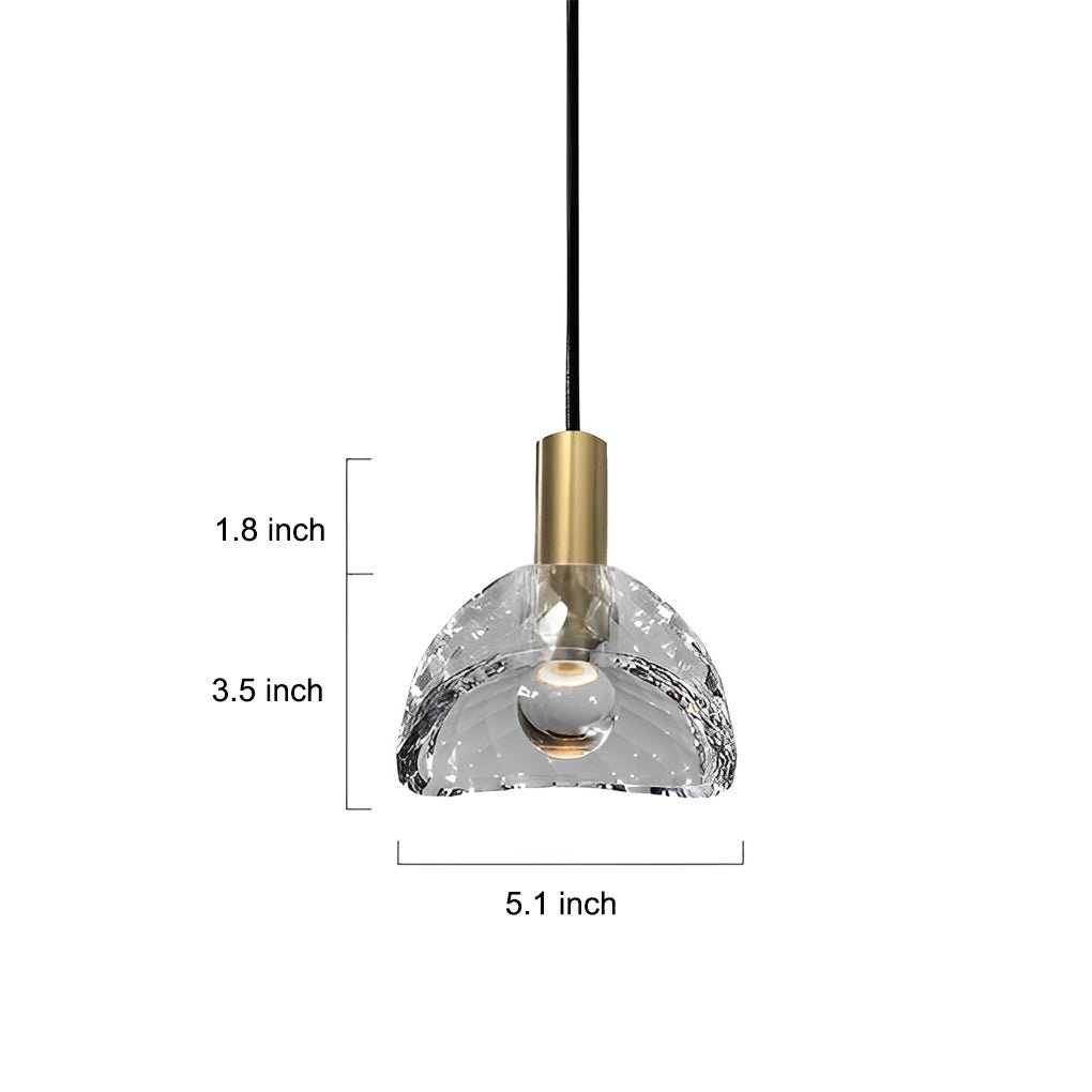 Crystal Shade LED Copper Pendant Light Fixture - Minimalist Modern Design