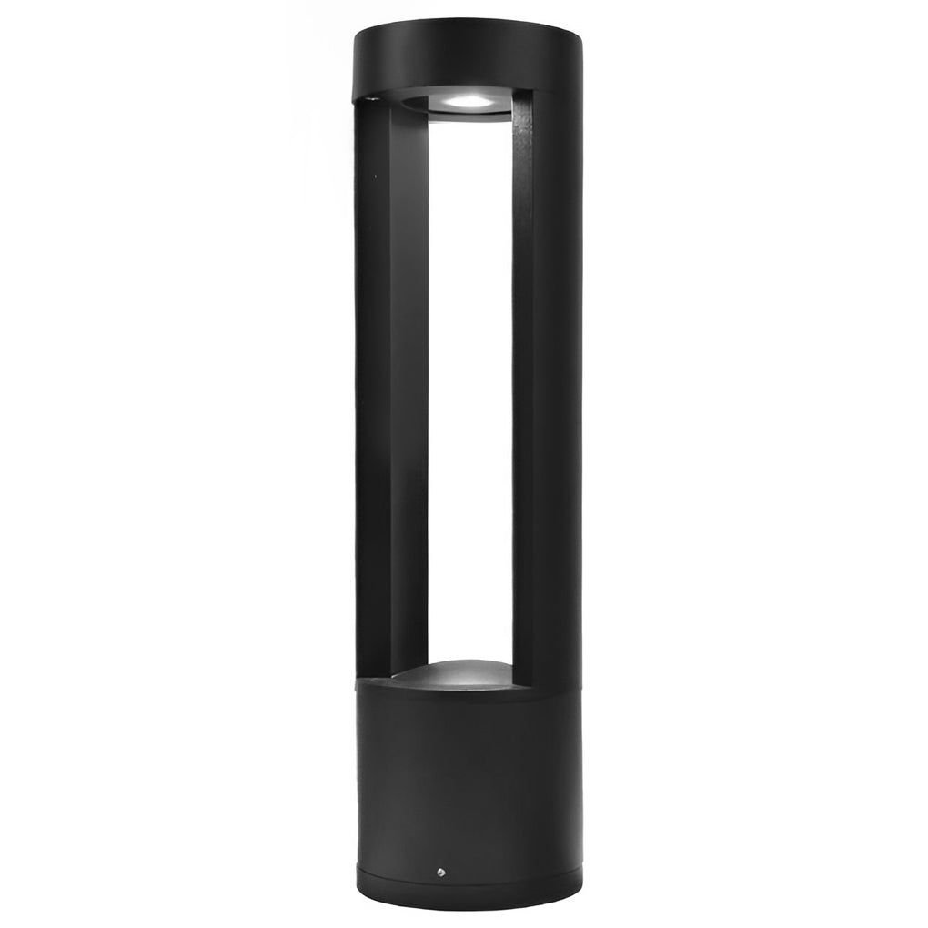 LED Outdoor Bollard Light - Black Hollow Cylindrical Fixture