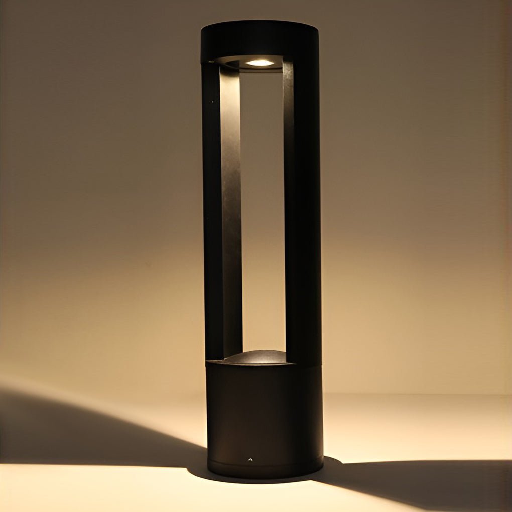 LED Outdoor Bollard Light - Black Hollow Cylindrical Fixture