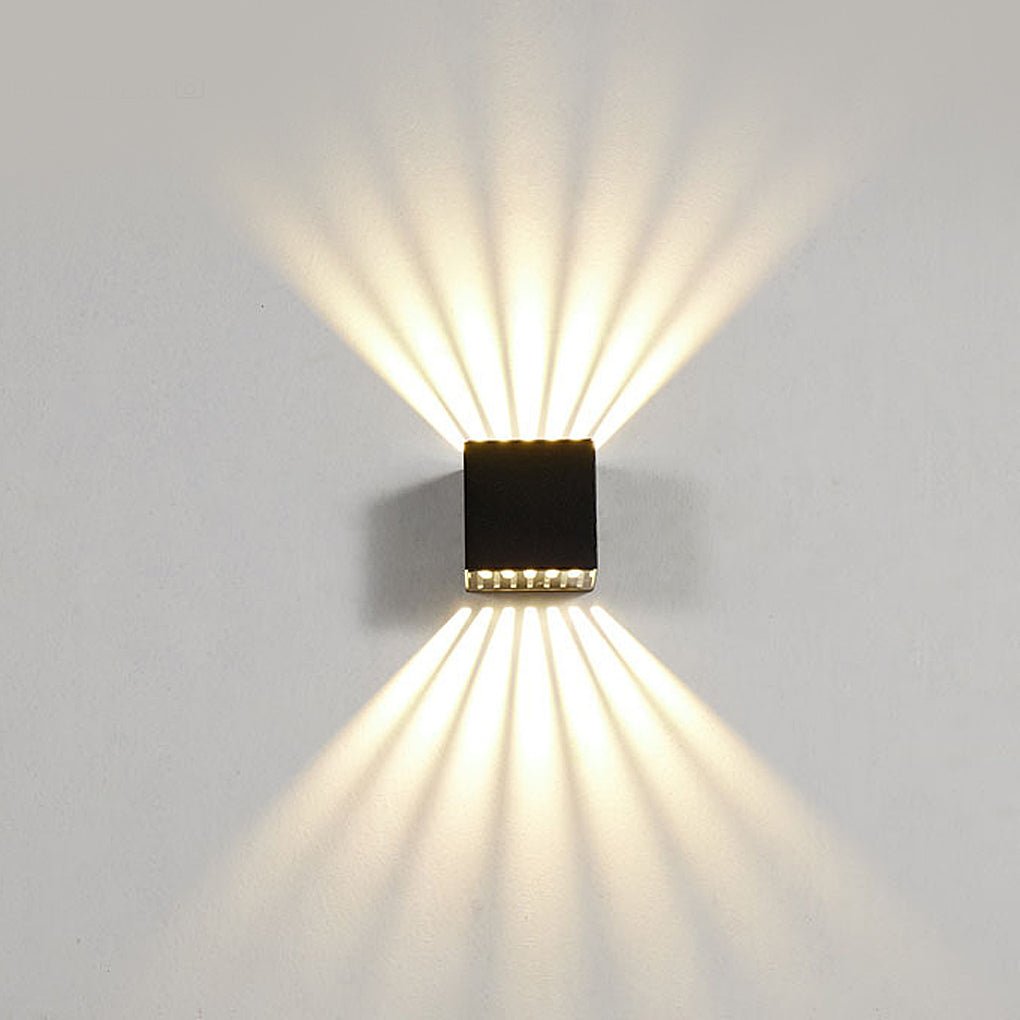 Black Square Outdoor Wall Lights LED Up Down Lighting