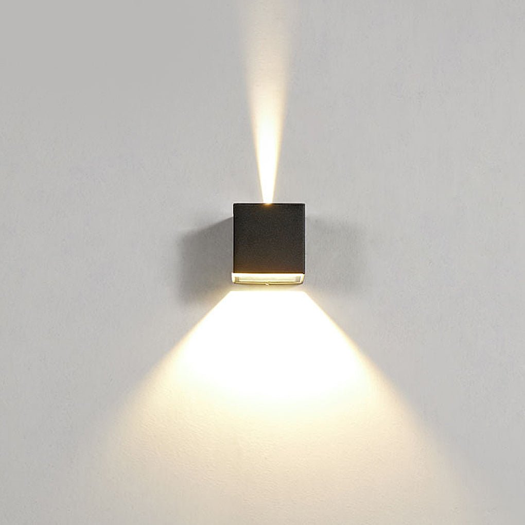 Black Square Outdoor Wall Lights LED Up Down Lighting