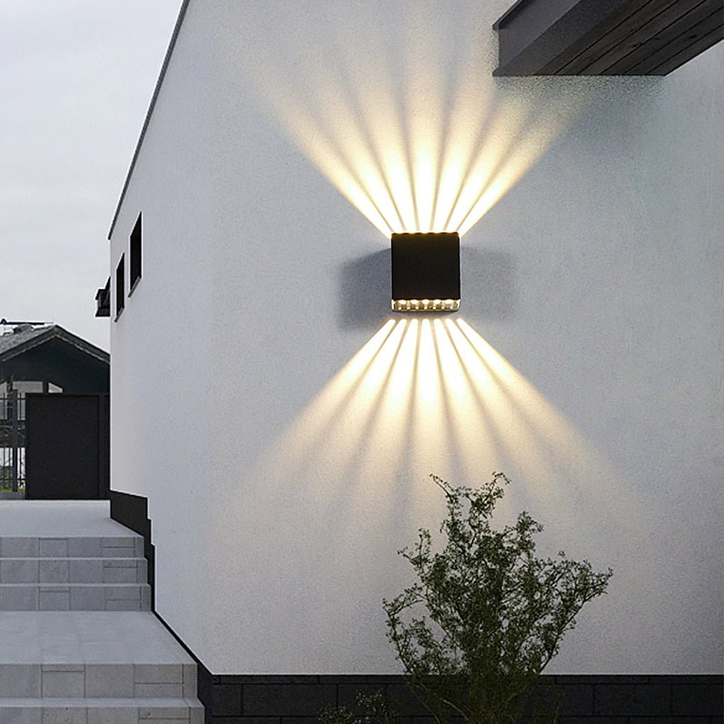 Black Square Outdoor Wall Lights LED Up Down Lighting