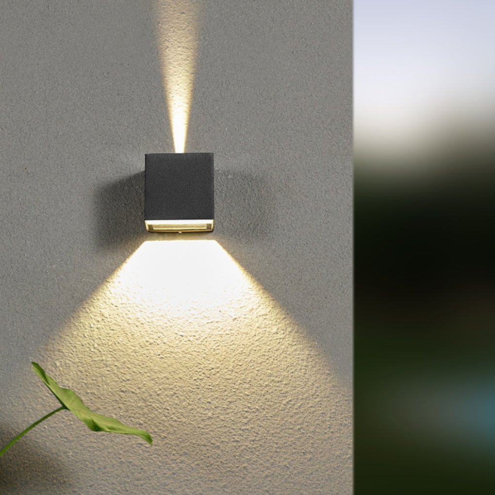 Black Square Outdoor Wall Lights LED Up Down Lighting