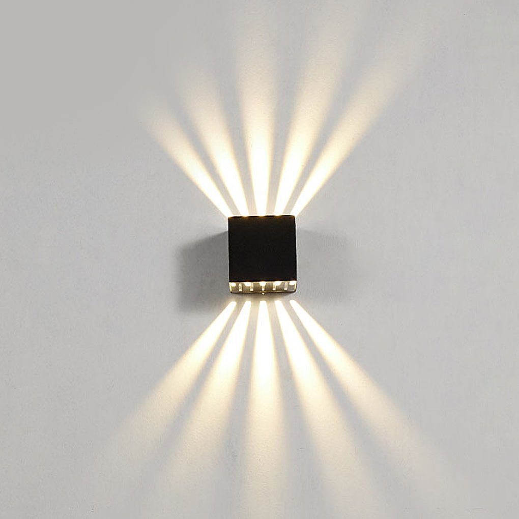 Black Square Outdoor Wall Lights LED Up Down Lighting