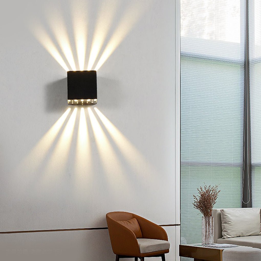 Black Square Outdoor Wall Lights LED Up Down Lighting