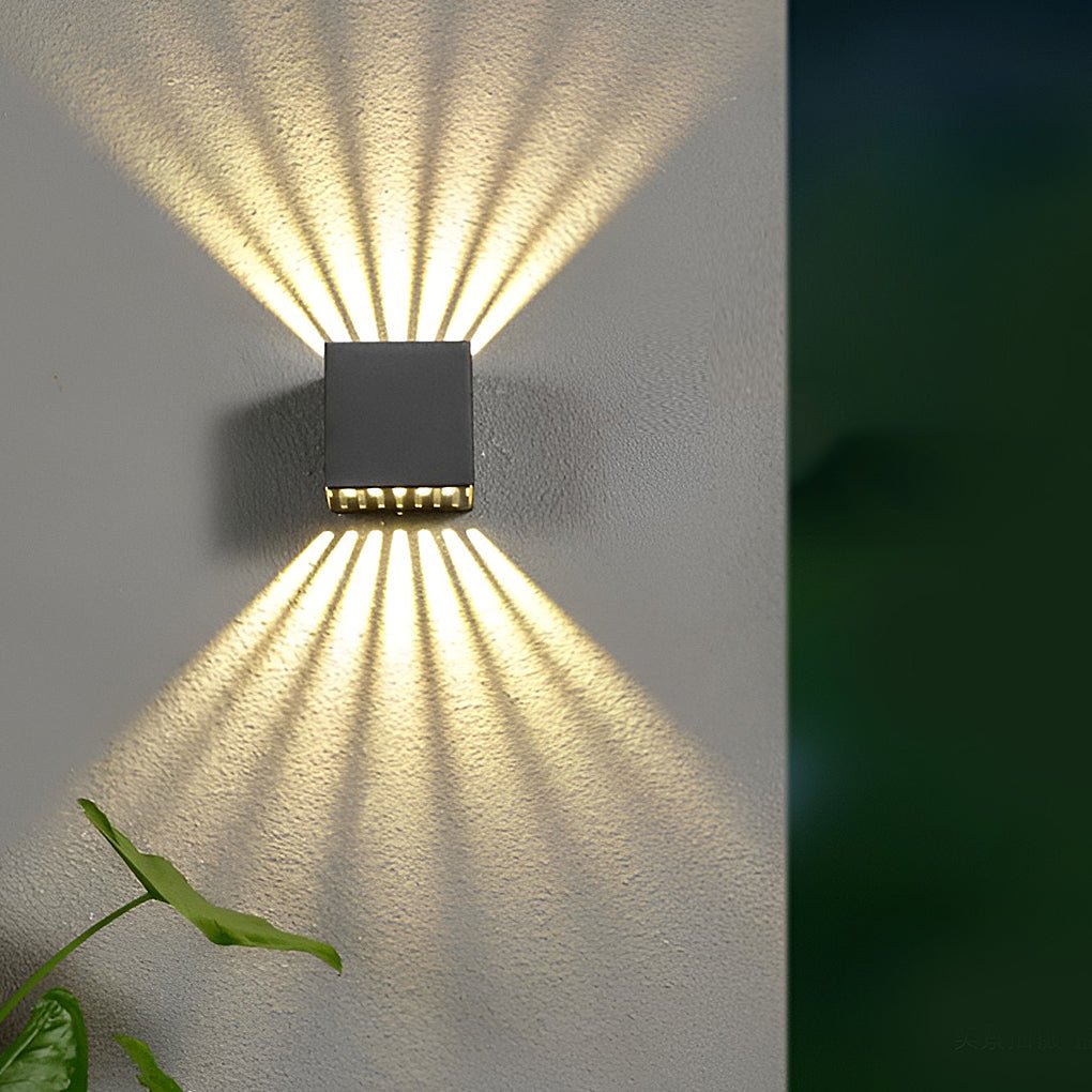 Black Square Outdoor Wall Lights LED Up Down Lighting