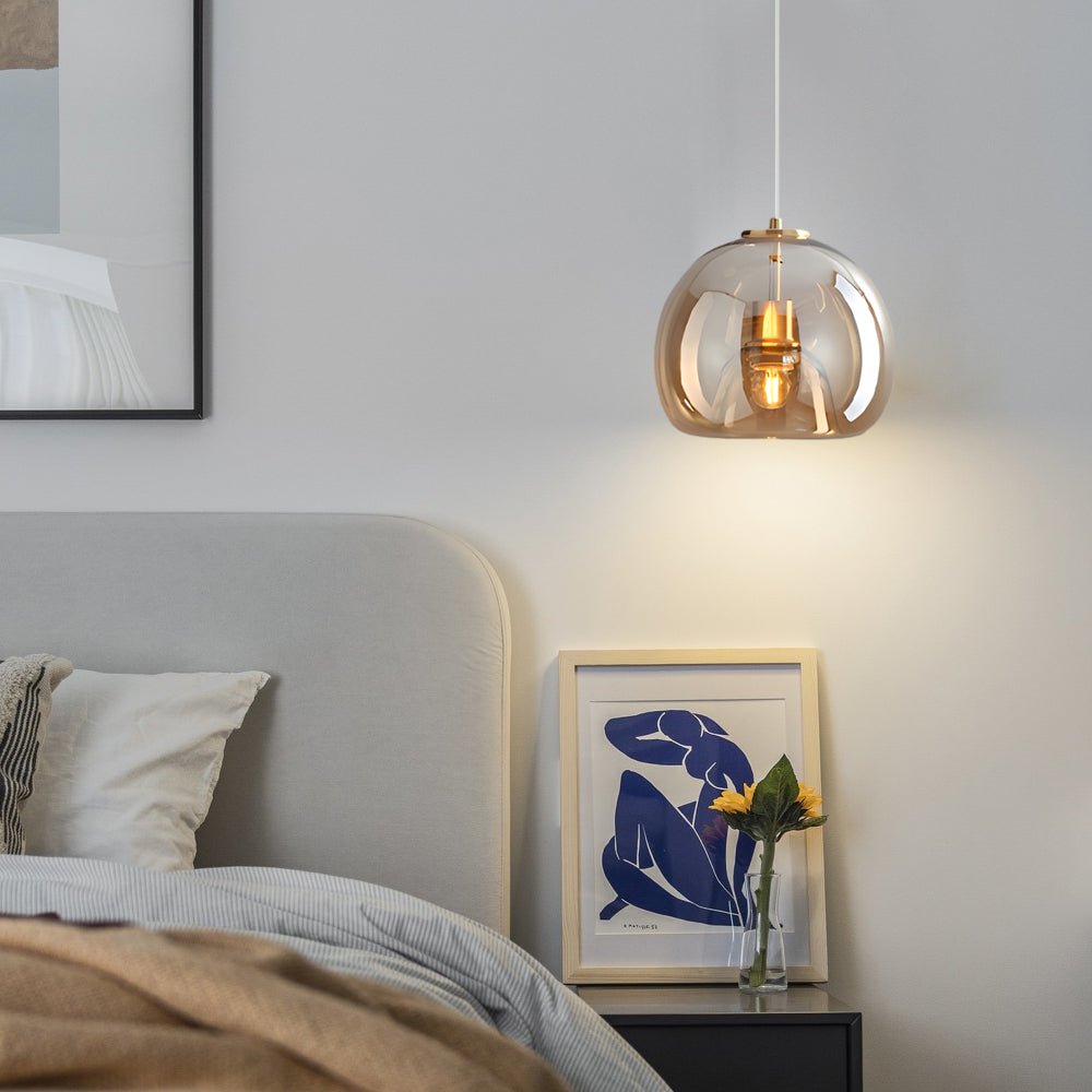 Elegant Smoke Gray Nordic Hanging Light Fixture for Cognac Ambiance