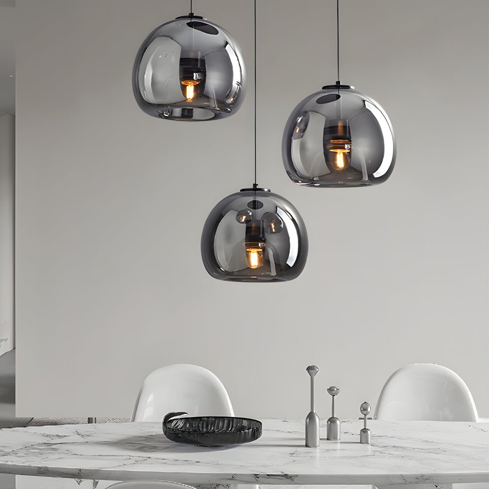 Elegant Smoke Gray Nordic Hanging Light Fixture for Cognac Ambiance