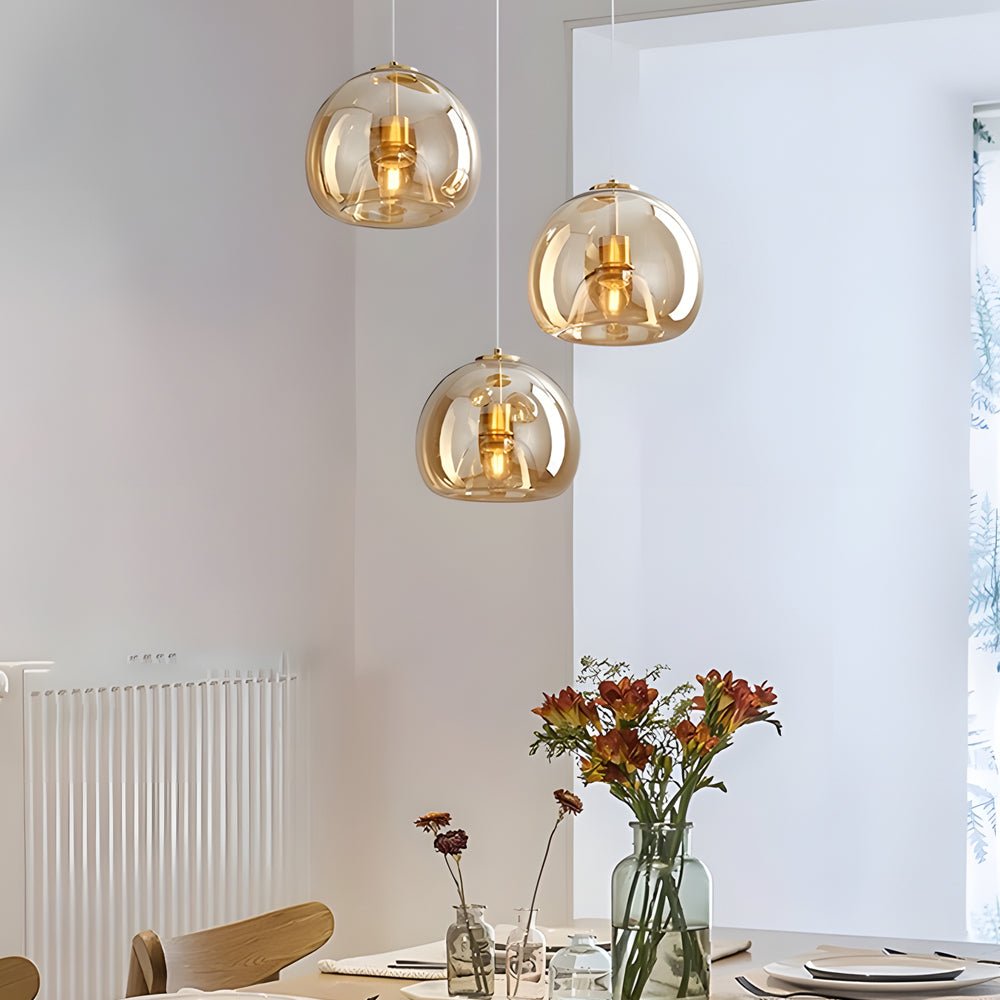 Elegant Smoke Gray Nordic Hanging Light Fixture for Cognac Ambiance