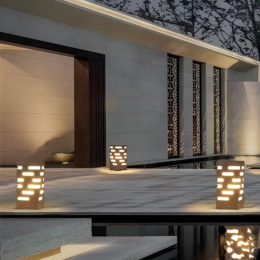 LED Garden Bollard Light - Modern Rectangular Outdoor Lighting for Pathways and Gardens