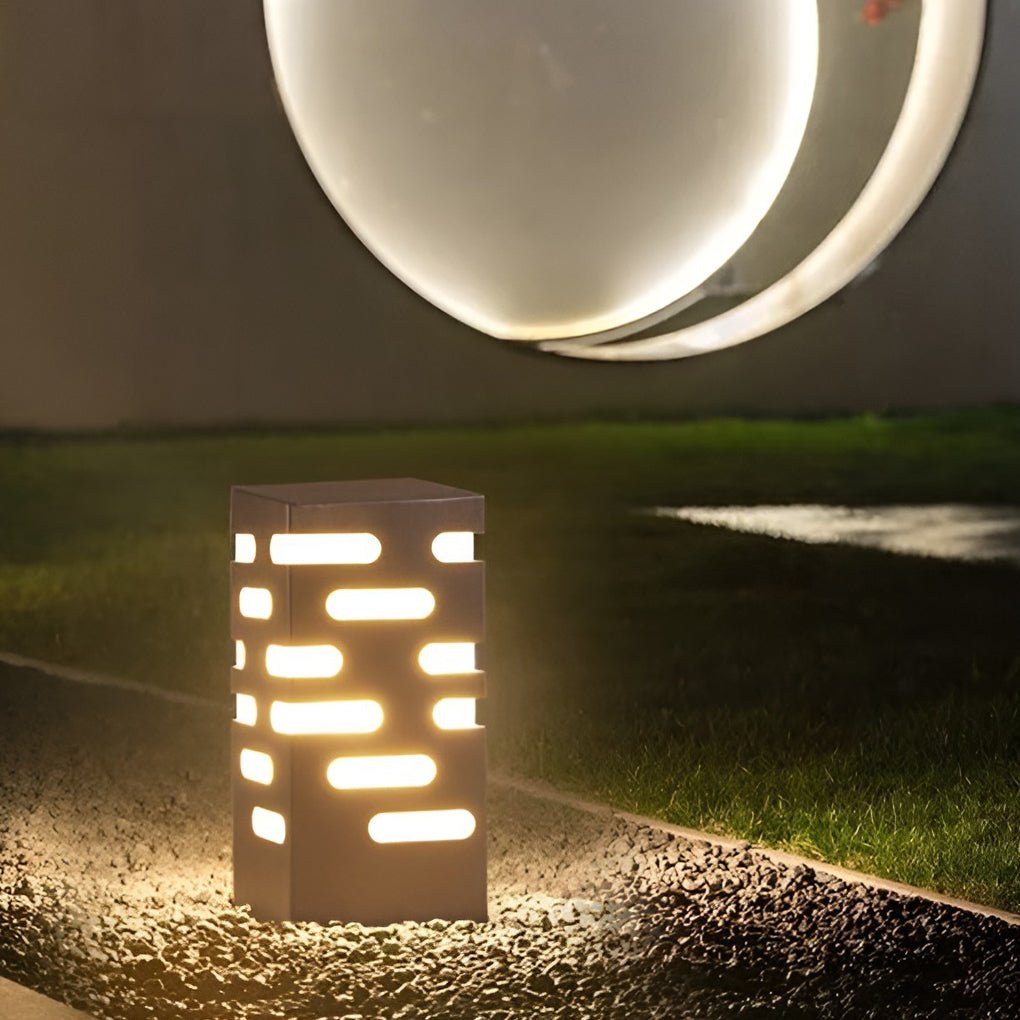 LED Garden Bollard Light - Modern Rectangular Outdoor Lighting for Pathways and Gardens
