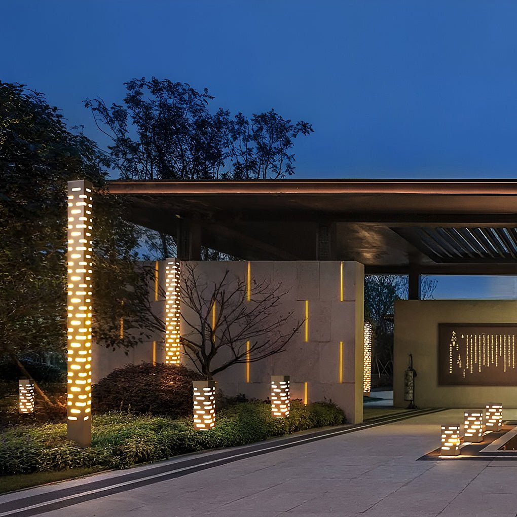 LED Garden Bollard Light - Modern Rectangular Outdoor Lighting for Pathways and Gardens