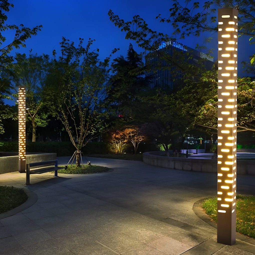 LED Garden Bollard Light - Modern Rectangular Outdoor Lighting for Pathways and Gardens