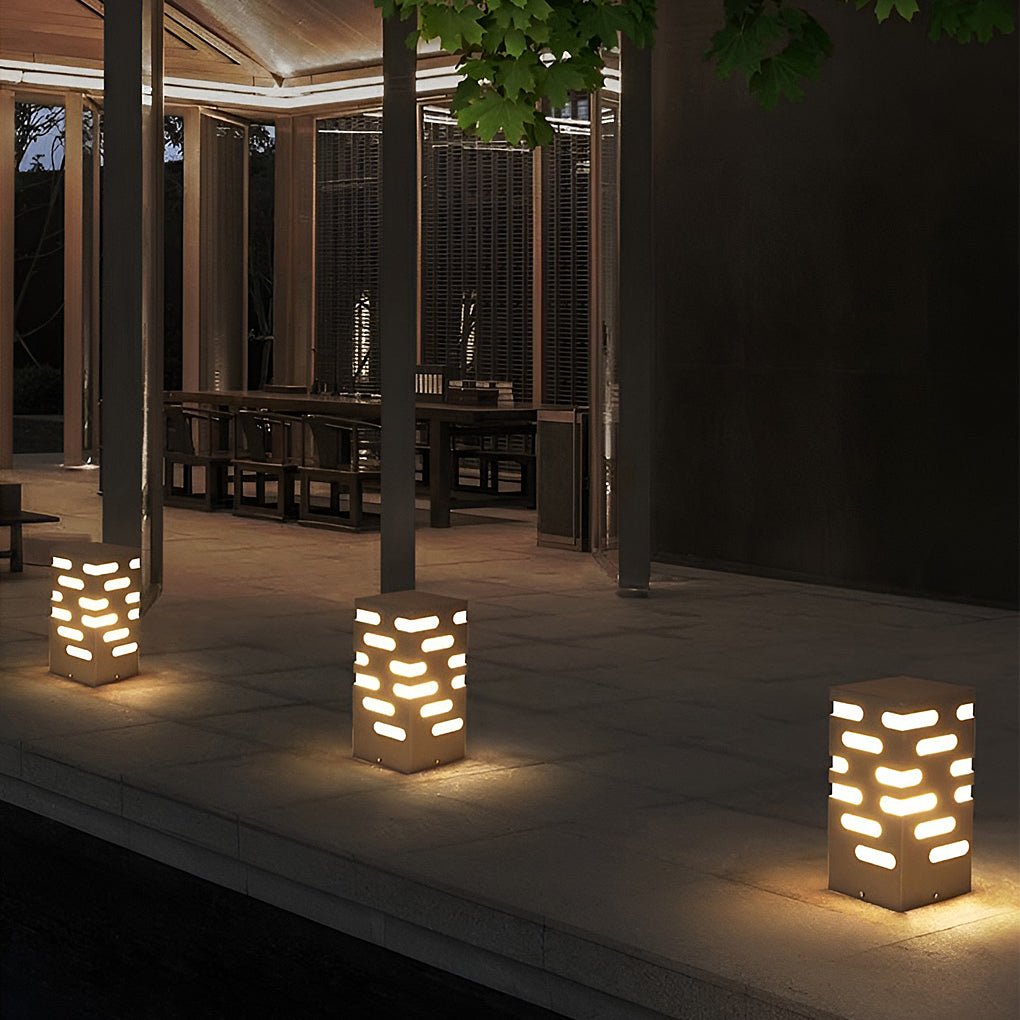 LED Garden Bollard Light - Modern Rectangular Outdoor Lighting for Pathways and Gardens