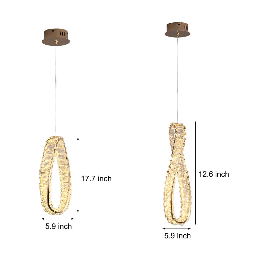 Luxury LED Crystal Ring Chandelier - Modern 3-Step Dimming Light Fixture